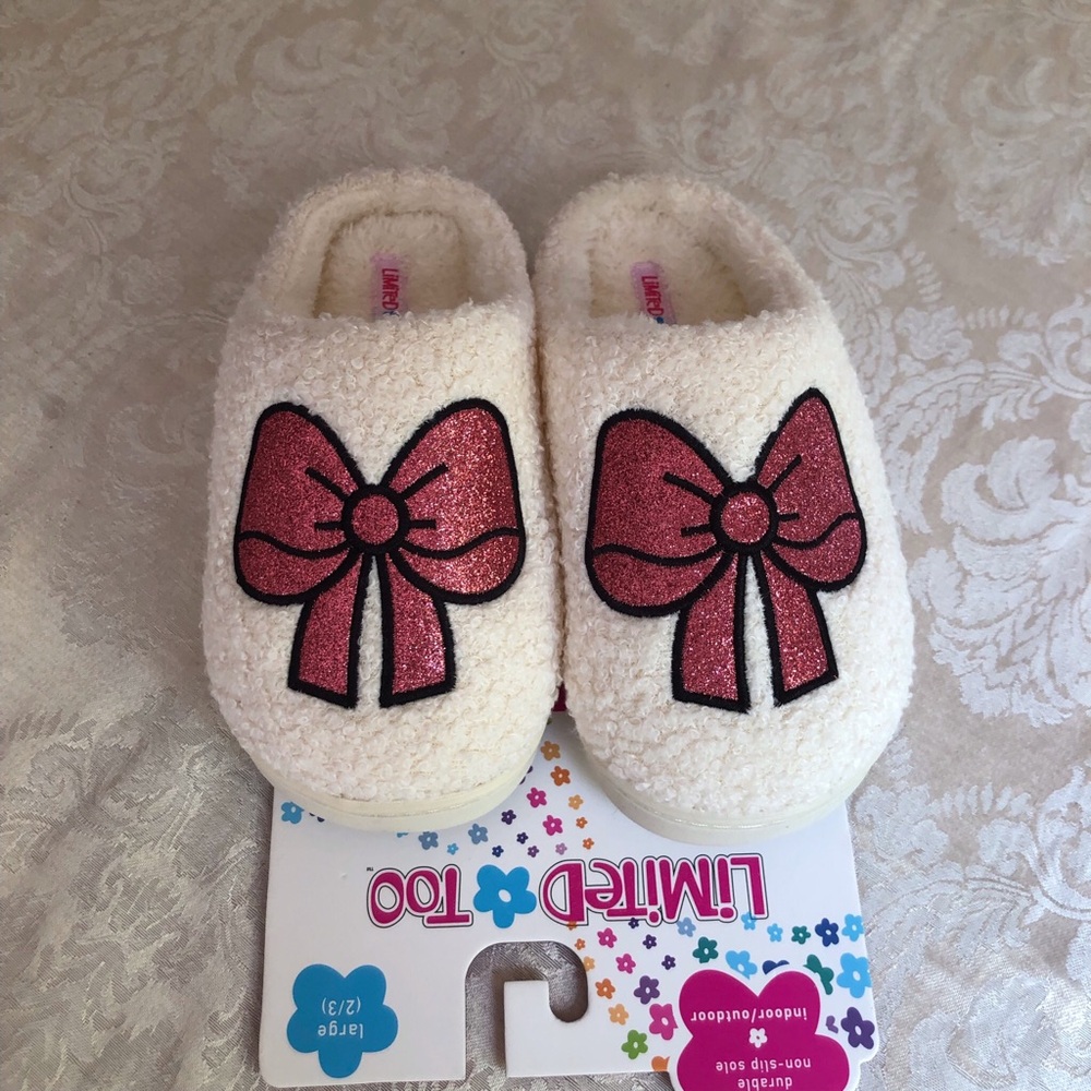 New Limited Too Girls Slippers | Pink Glitter Bow